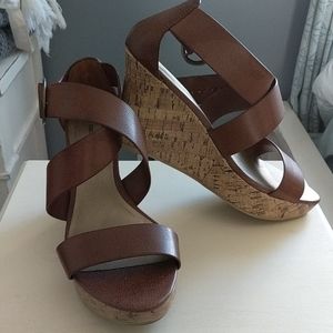 Brown strappy wedges